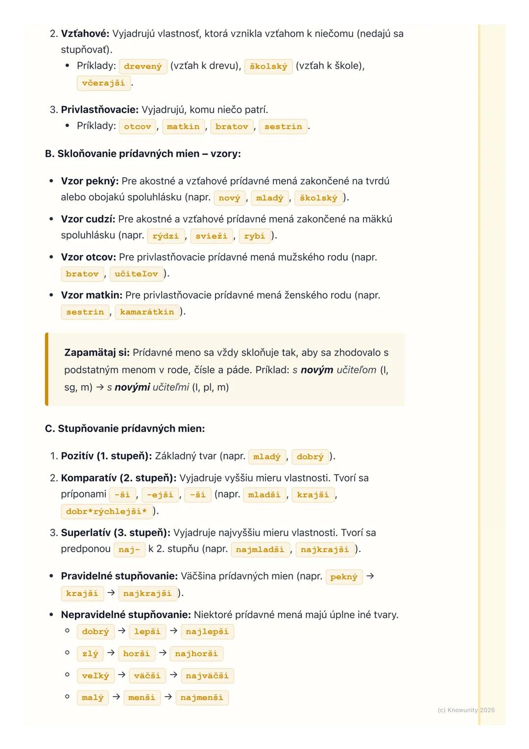 # Podstatné mená a prídavné
mená (prehĺbenie)

1. Prehľad a úvod

Takže, znova sa vraciame k podstatným a prídavným menám. Viem, že sme sa
o