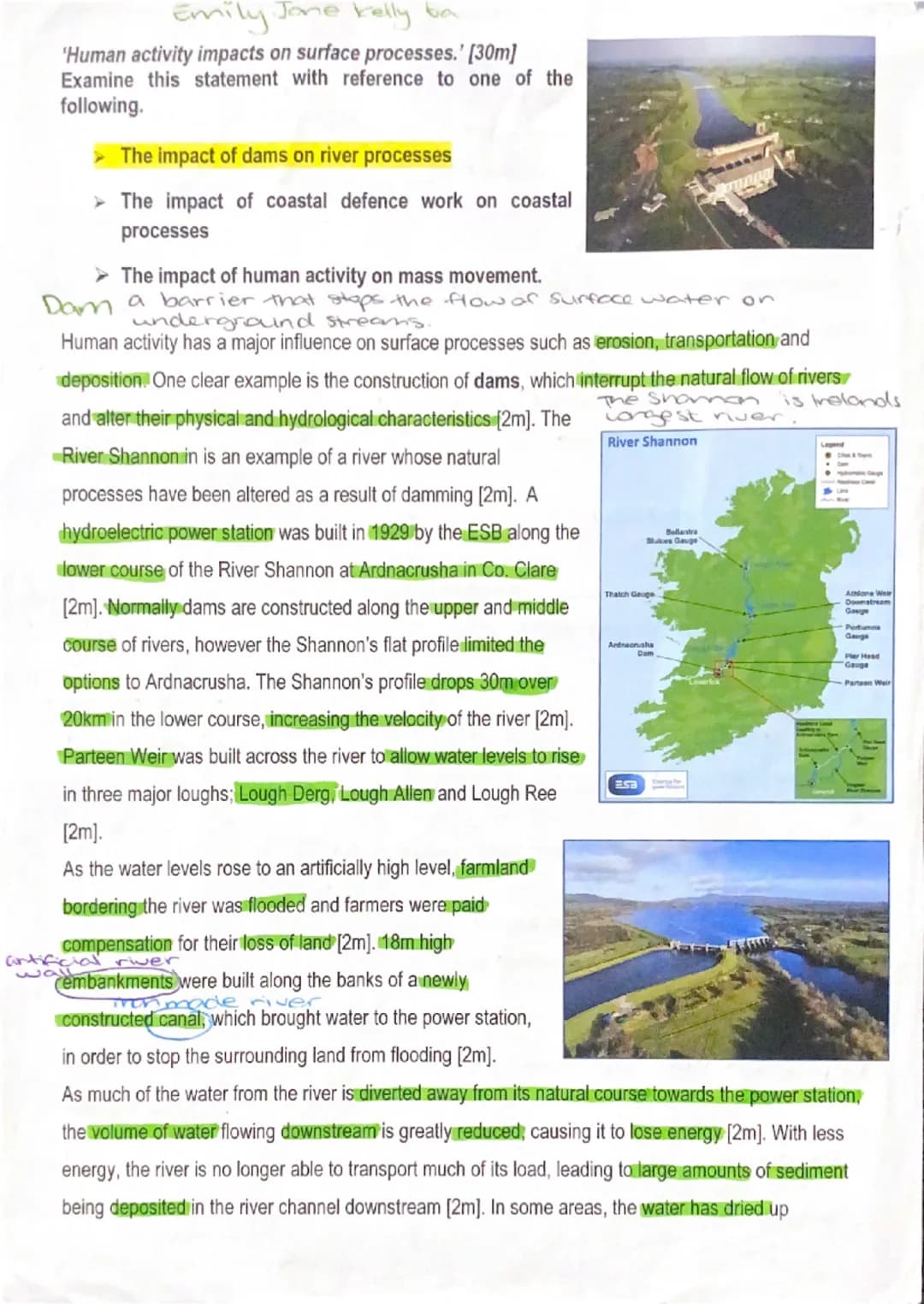 Emily Jane kelly
'Human activity impacts on surface processes.' [30m]
Examine this statement with reference to one of the
following.

➤ The 