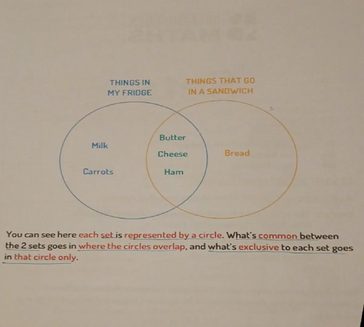 THINGS IN
MY FRIDGE
THINGS THAT GO
IN A SANDWICH
Butter
Milk
Cheese
Bread
Carrots
Ham
2
You can see here each set is represented by a circle