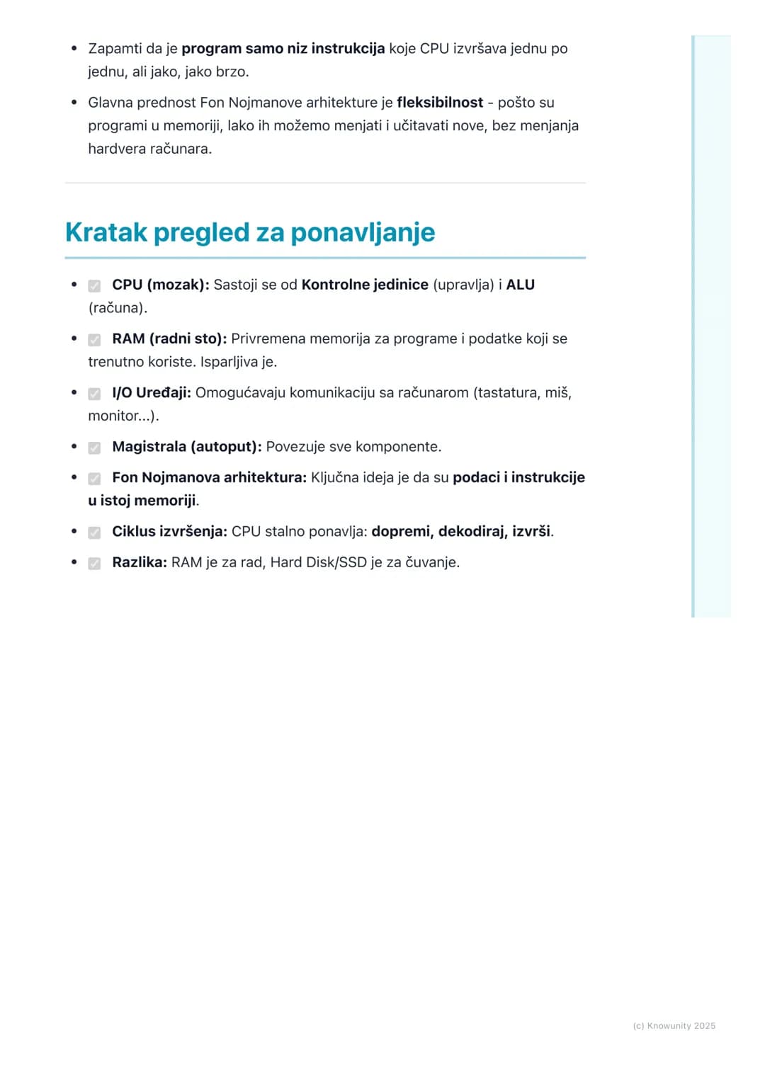 # Osnovna arhitektura računara

## Uvod u arhitekturu računara

Svaki računar, od laptopa do telefona, radi po sličnom principu. Nije to sam