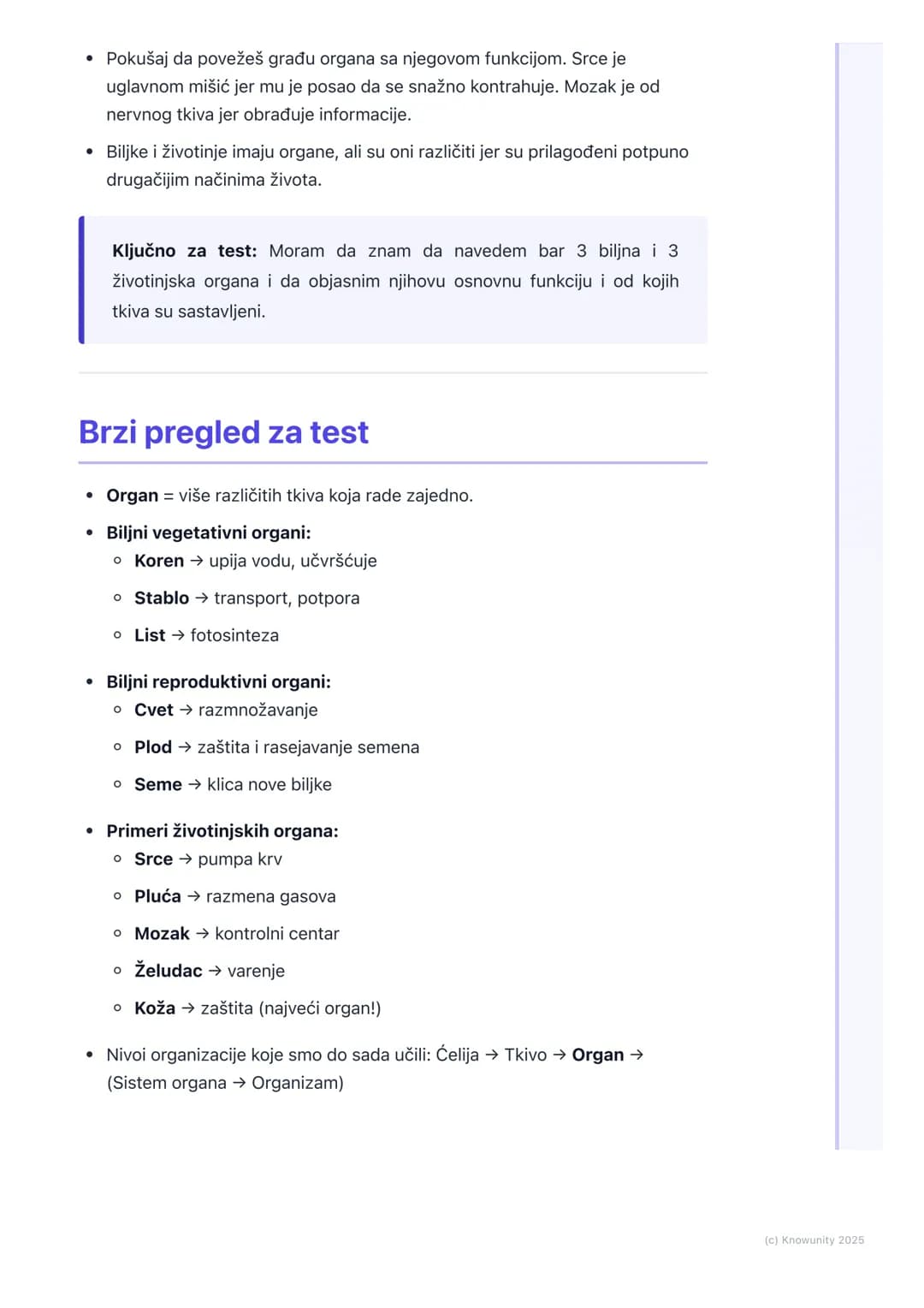 # Organi

## Šta su organi?

Organi su sledeći nivo organizacije živih bića, odmah posle tkiva. To su delovi
tela koji se sastoje od različi