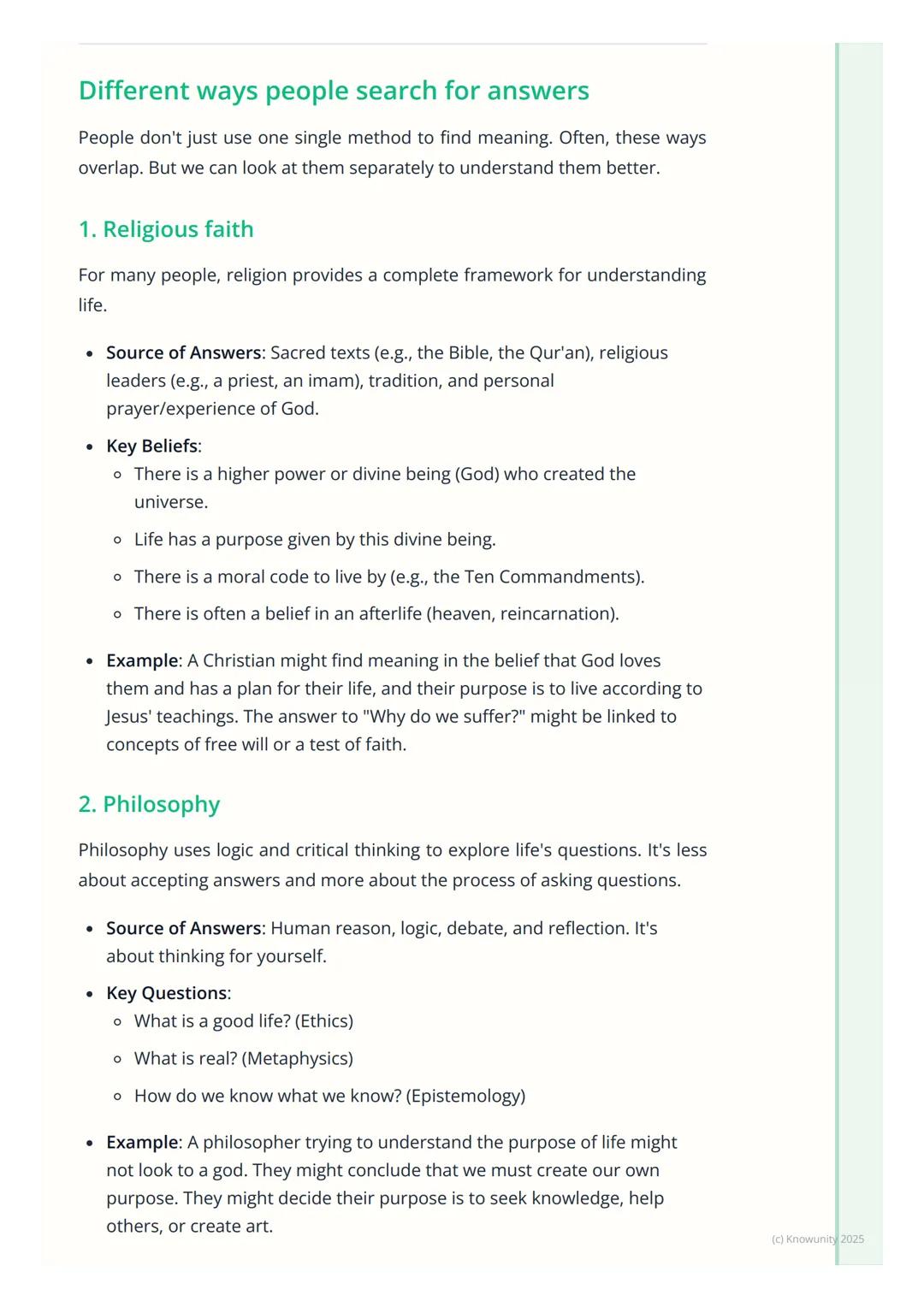 # Ways of Responding to Life's
Questions

Introduction to life's big questions

Everyone, at some point, asks themselves big questions about