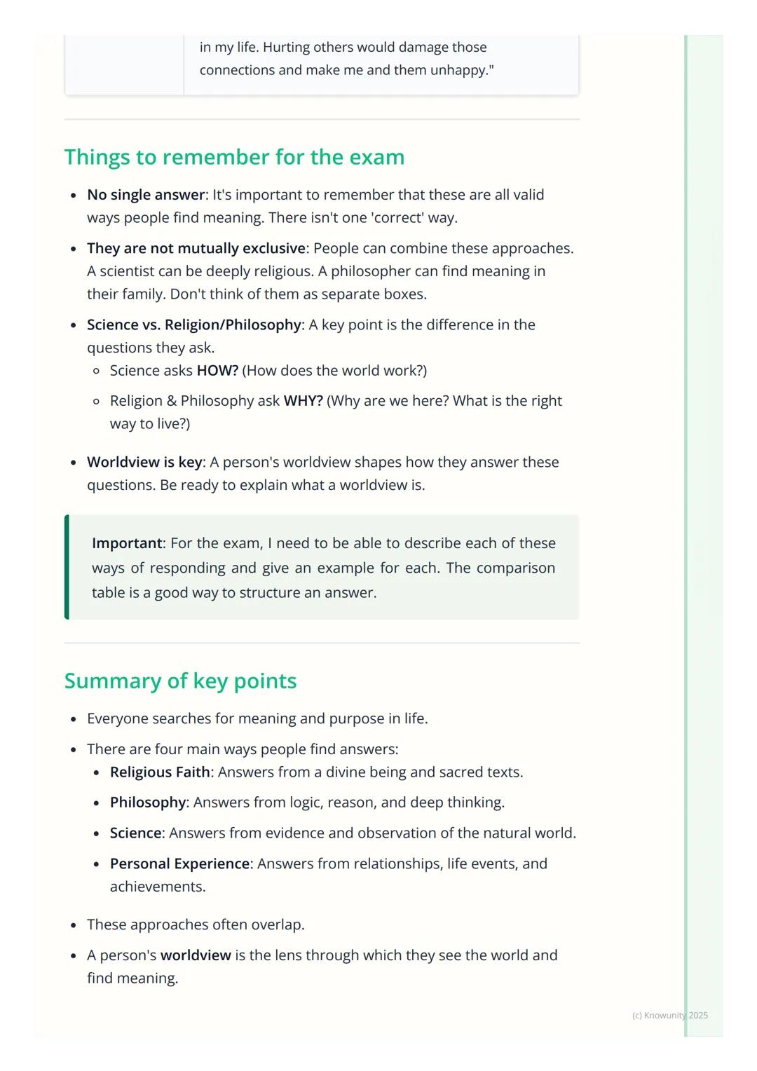 # Ways of Responding to Life's
Questions

Introduction to life's big questions

Everyone, at some point, asks themselves big questions about