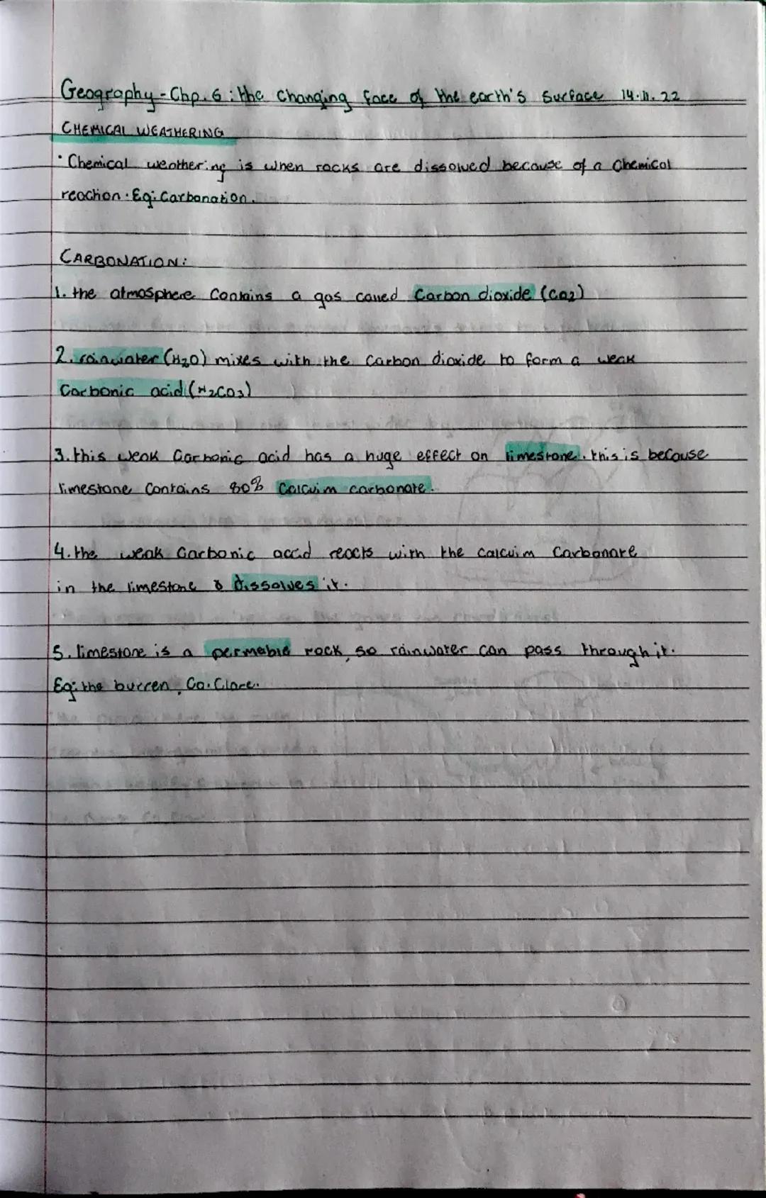 Geography-Chp. 6: the Changing face of the earth's surface 14.11.22

WEATHERING

*   weathering is the breaking down of rocks & soil that ar