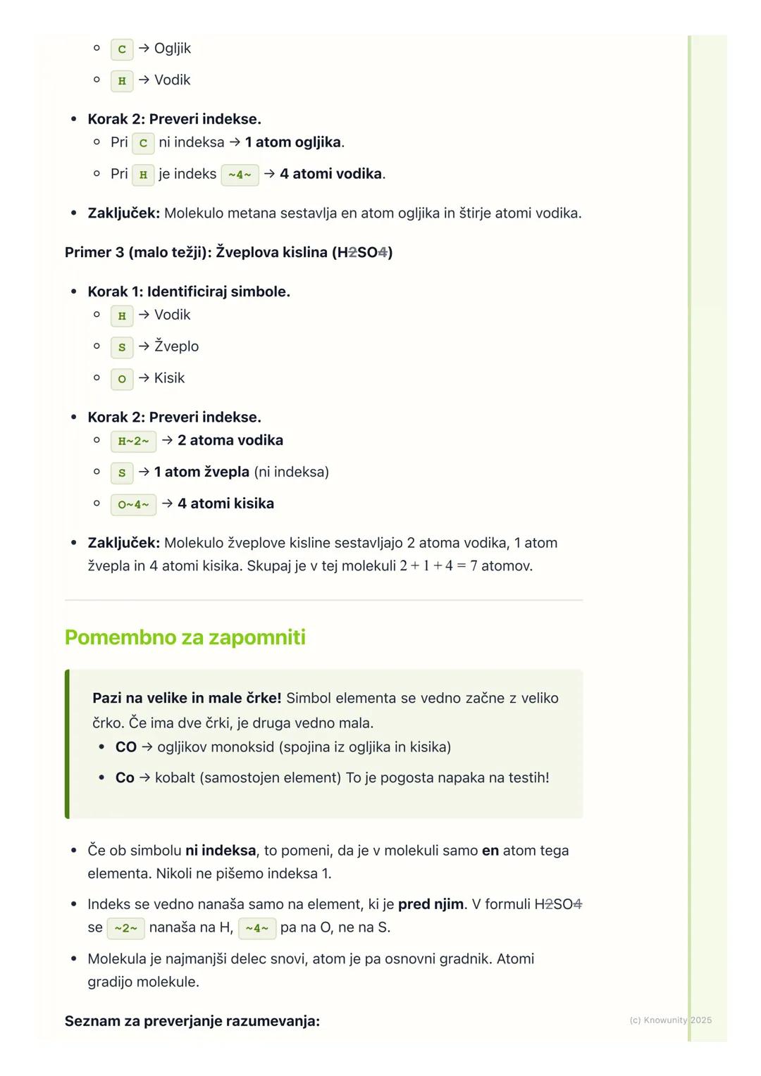 # Molekule in kemijske formule

Uvod v molekule

Atomi se redko nahajajo sami. Ponavadi se povezujejo med seboj v večje
skupine, ki jih imen