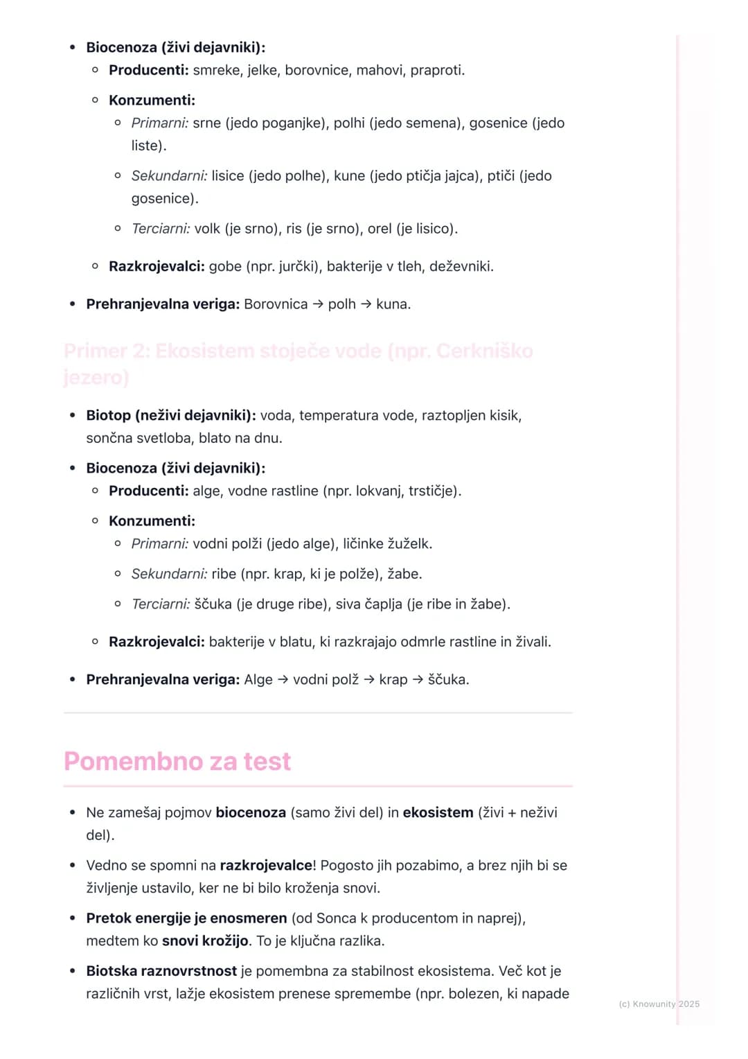 # Ekosistemi in biotska
raznovrstnost

## Uvod v ekosisteme

Ekosistem je življenjska združba organizmov (biocenoza) in njihovega neživega
o