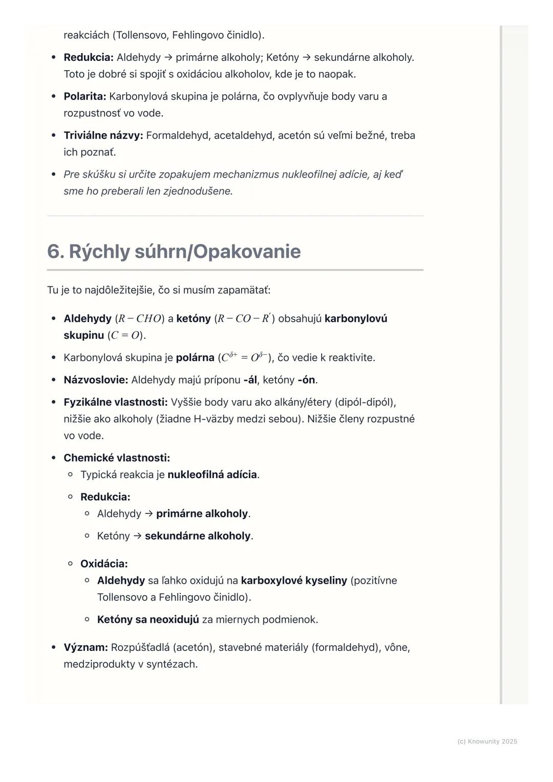 # Aldehydy a ketóny

1. Prehľad a úvod

Aldehydy a ketóny sú dôležité organické zlúčeniny, ktoré patria medzi deriváty
uhľovodíkov s kyslíko