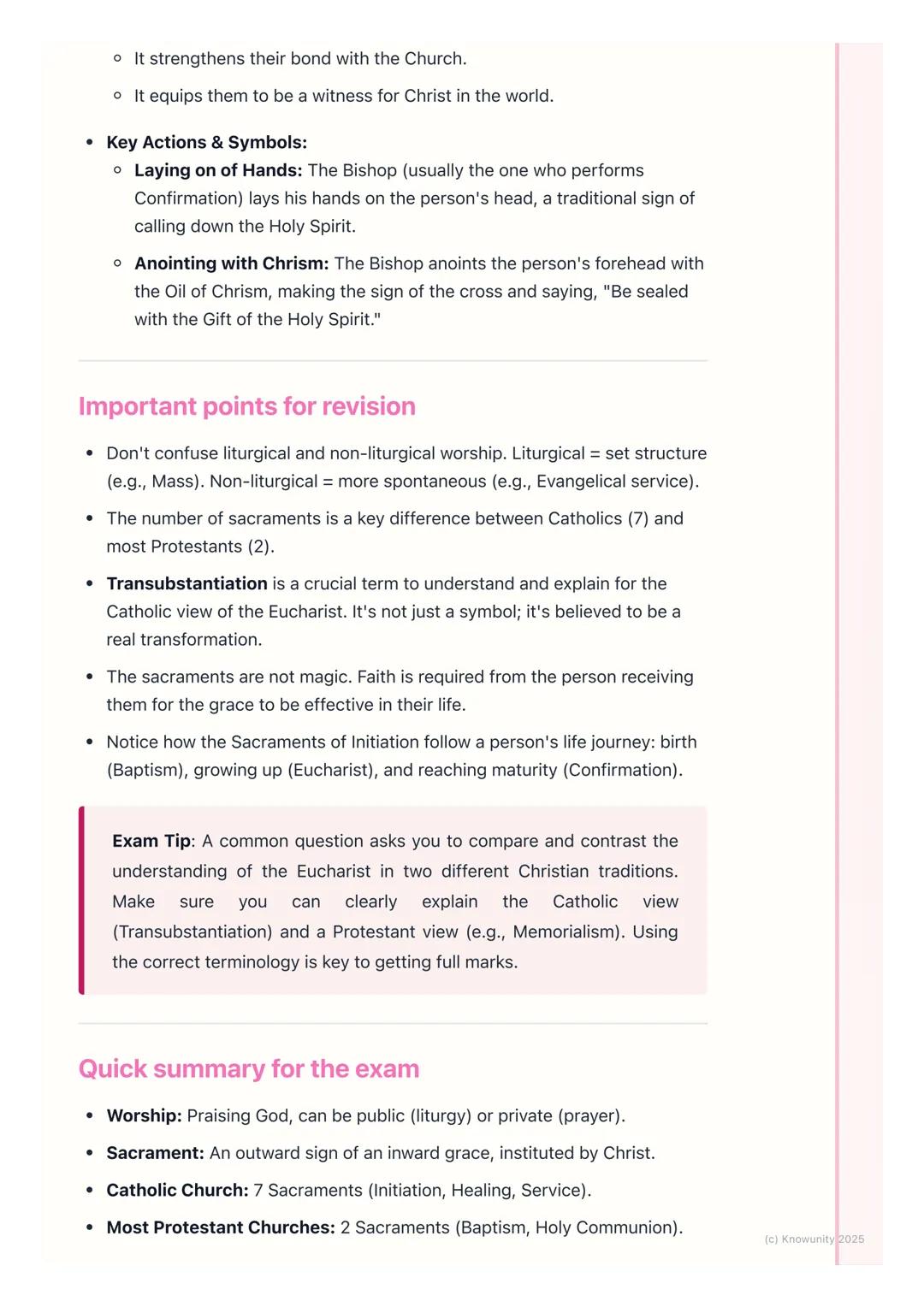 # Christian Worship and
Sacraments

An introduction to Christian worship

Worship is the way Christians show their love, reverence and adora