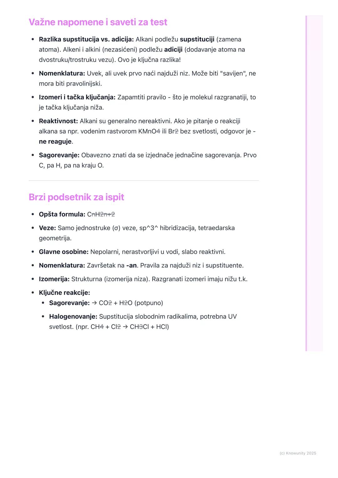 # Alkani

Uvod u alkane i opšte karakteristike

Alkani su zasićeni ugljovodonici. To znači da sadrže samo atome ugljenika (C)
i vodonika (H)