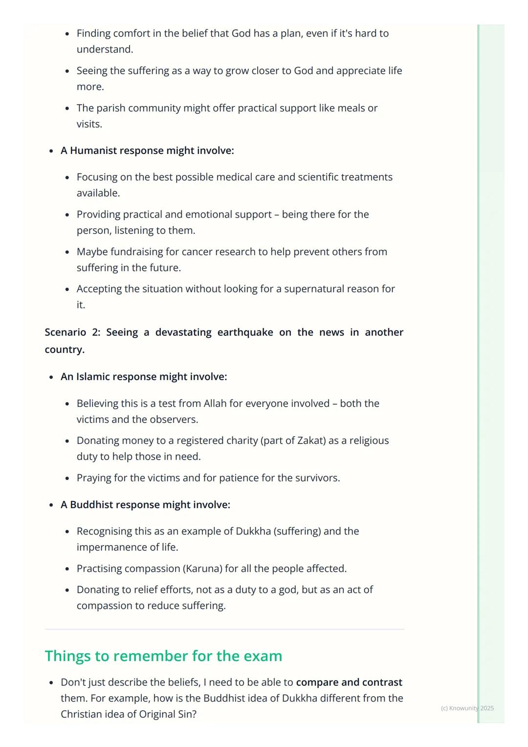 # Responses to Suffering and
Death

An introduction to suffering and death

Everyone experiences suffering at some point in their lives, and