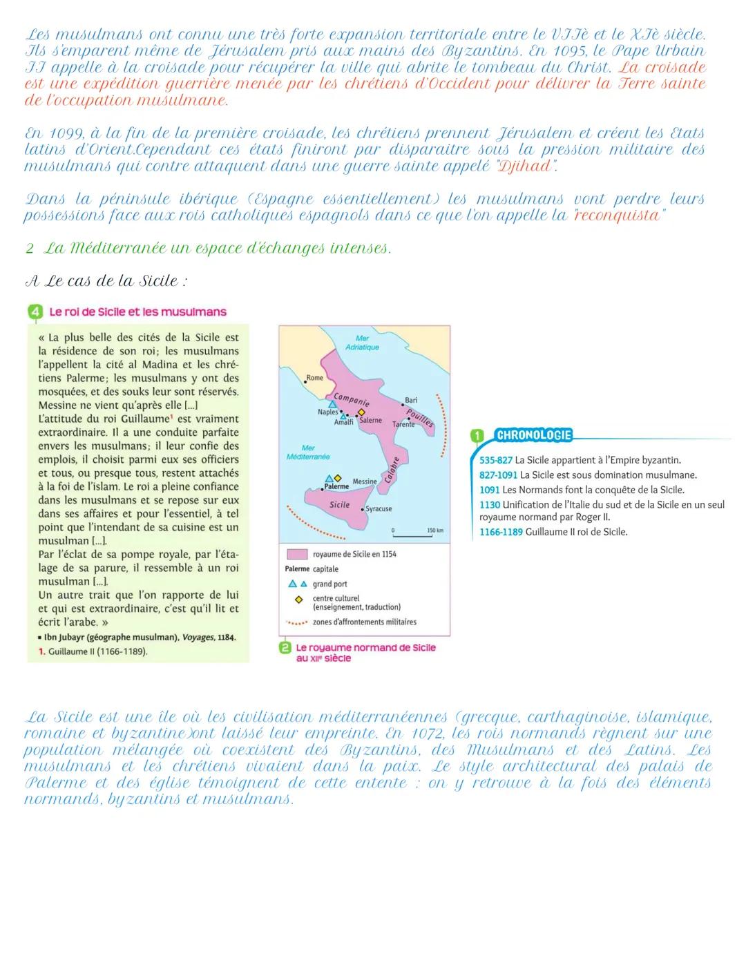 # Chapitre 3: La Méditerranée, un espace de contacts.

Introduction:

La Méditerranée au XIIe siècle est bordée par trois grands pôles (que 