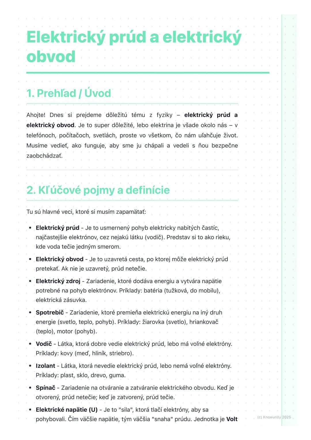 # Elektrický prúd a elektrický
obvod

1. Prehľad / Úvod

Ahojte! Dnes si prejdeme dôležitú tému z fyziky elektrický prúd a
elektrický obvod.