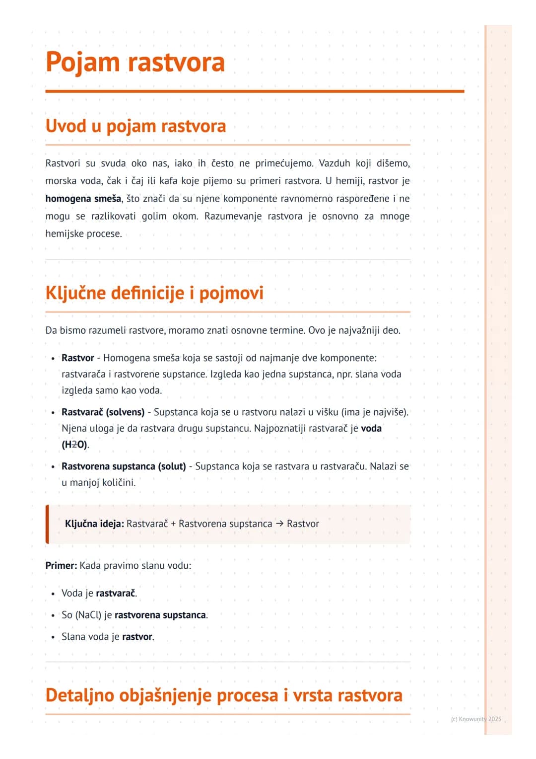 # Pojam rastvora

Uvod u pojam rastvora

Rastvori su svuda oko nas, iako ih često ne primećujemo. Vazduh koji dišemo,
morska voda, čak i čaj