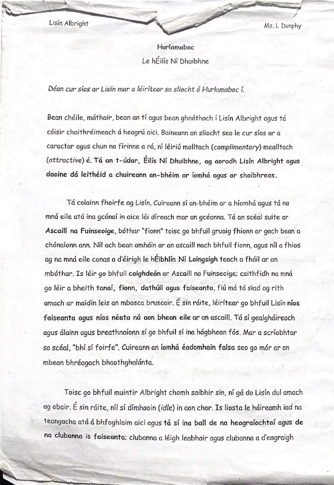 Hurlamaboc

• Bhi Pöl og obair
den chéad uair

le heilis Ni Dhuibhne
I siopa nuair a bhuail sé le Lisin

• Ta on teacht gion agus neata dan 