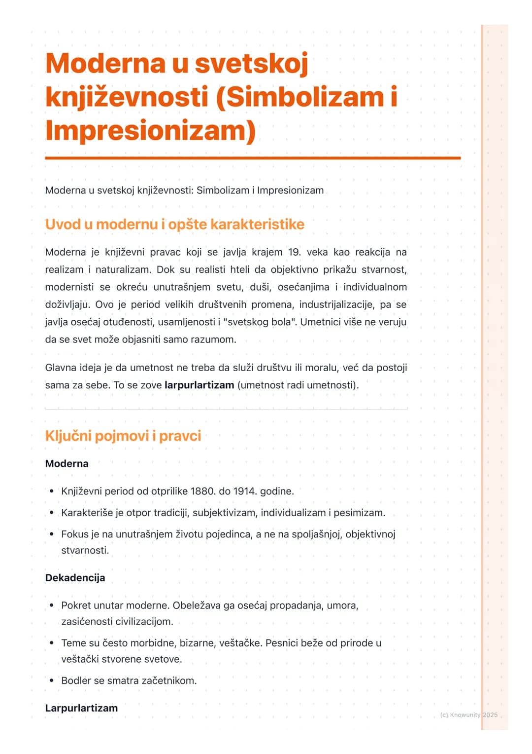 # Moderna u svetskoj
književnosti (Simbolizam i
Impresionizam)

Moderna u svetskoj književnosti: Simbolizam i Impresionizam

Uvod u modernu 