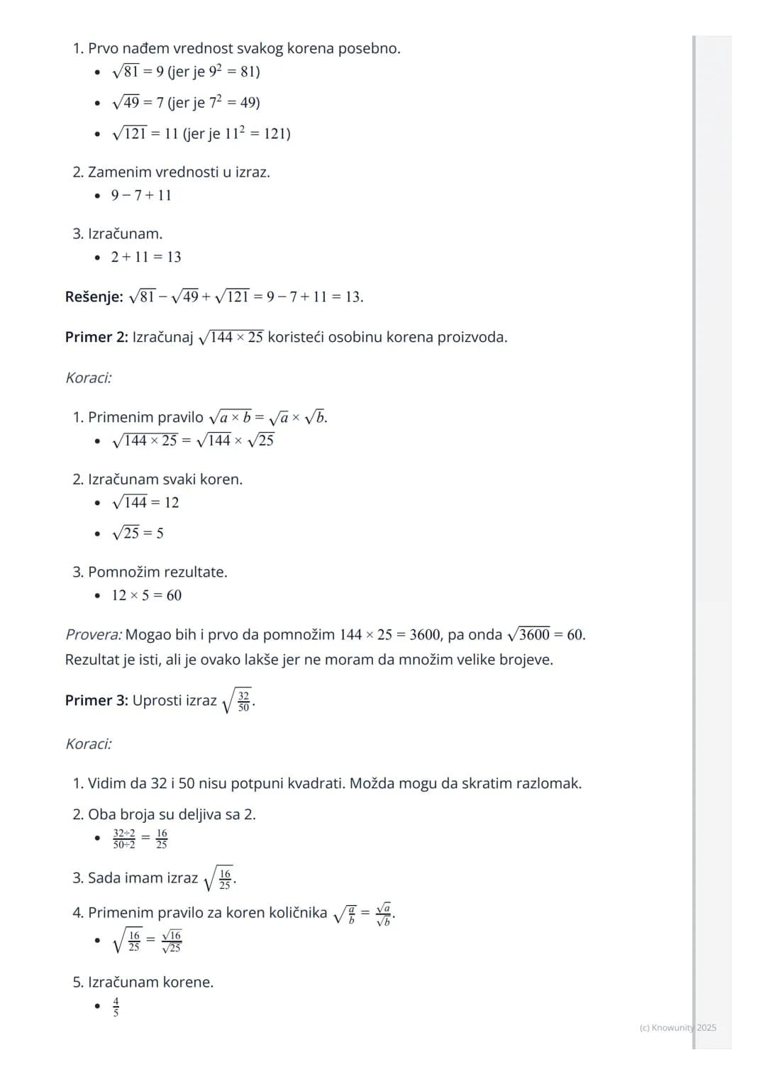 # Pojam i osobine kvadratnog
korena

Uvod u kvadratni koren

Kvadratni koren je matematička operacija suprotna (inverzna) operaciji
kvadrira