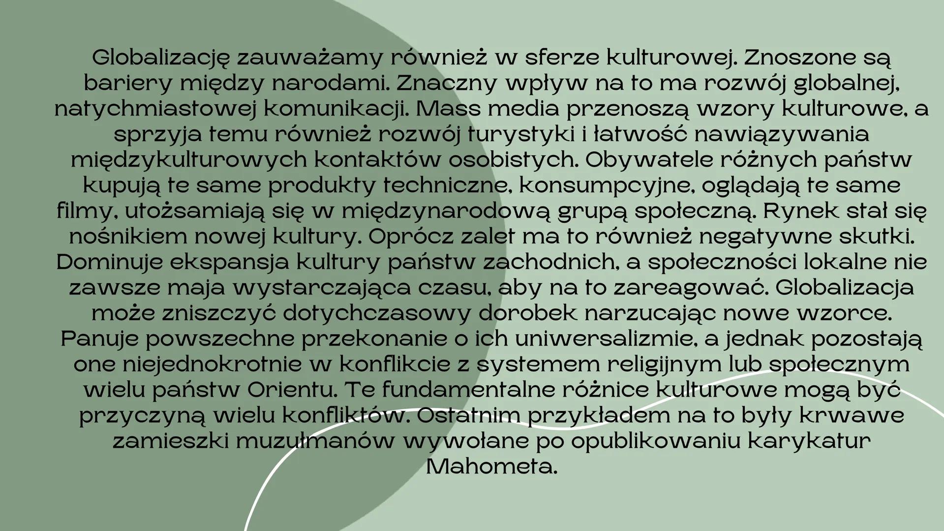 # Globalizacja

nieszczęście czy nadzieja dla świata

Barcikowska Urszula Globalizacja jest bardzo szerokim i złożonym procesem,
mającym wpł