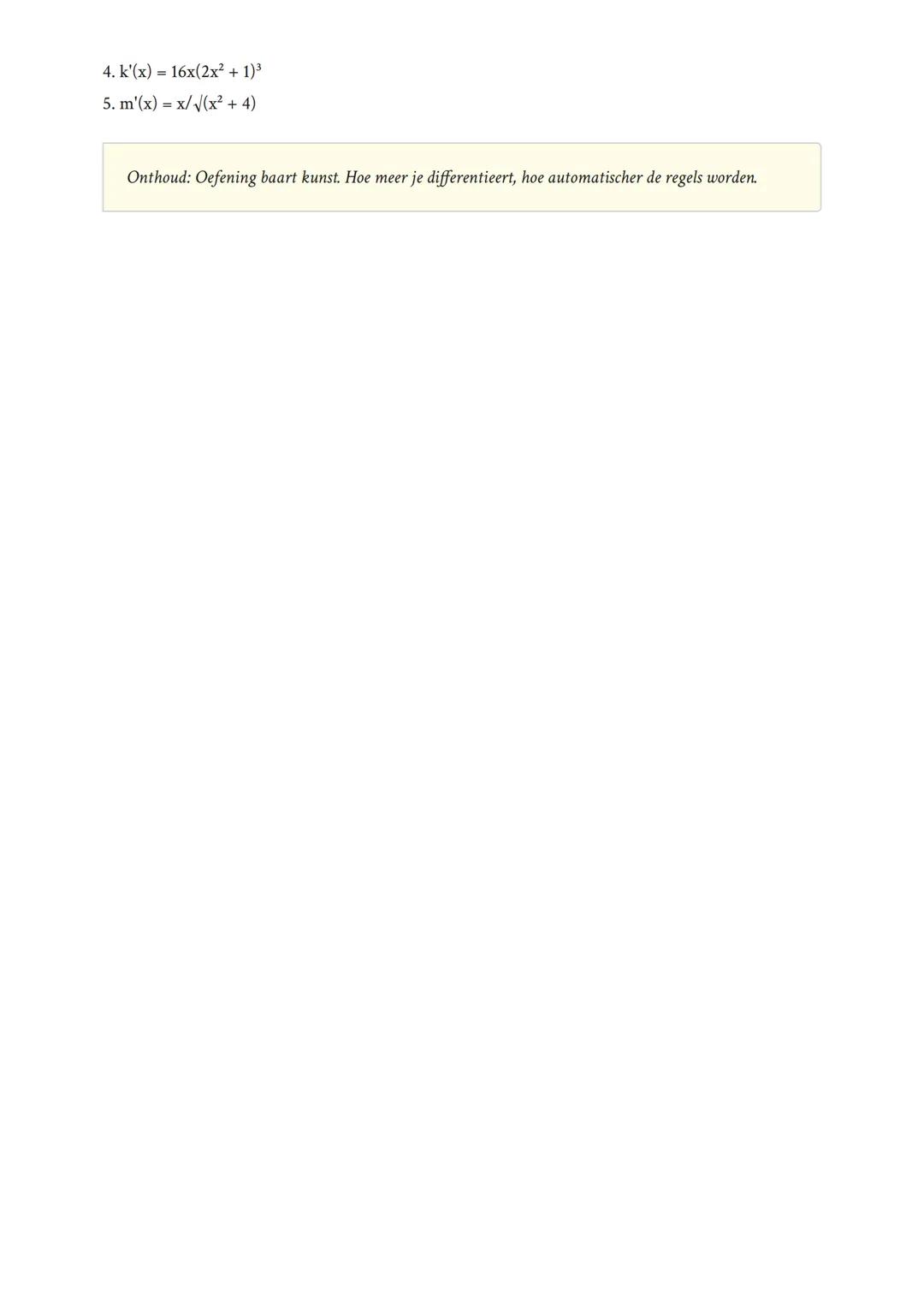 Differentiëren en Toepassingen:
Basisregels van differentiëren
Leer de fundamentele regels voor het differentiëren van functies
Wiskunde B •