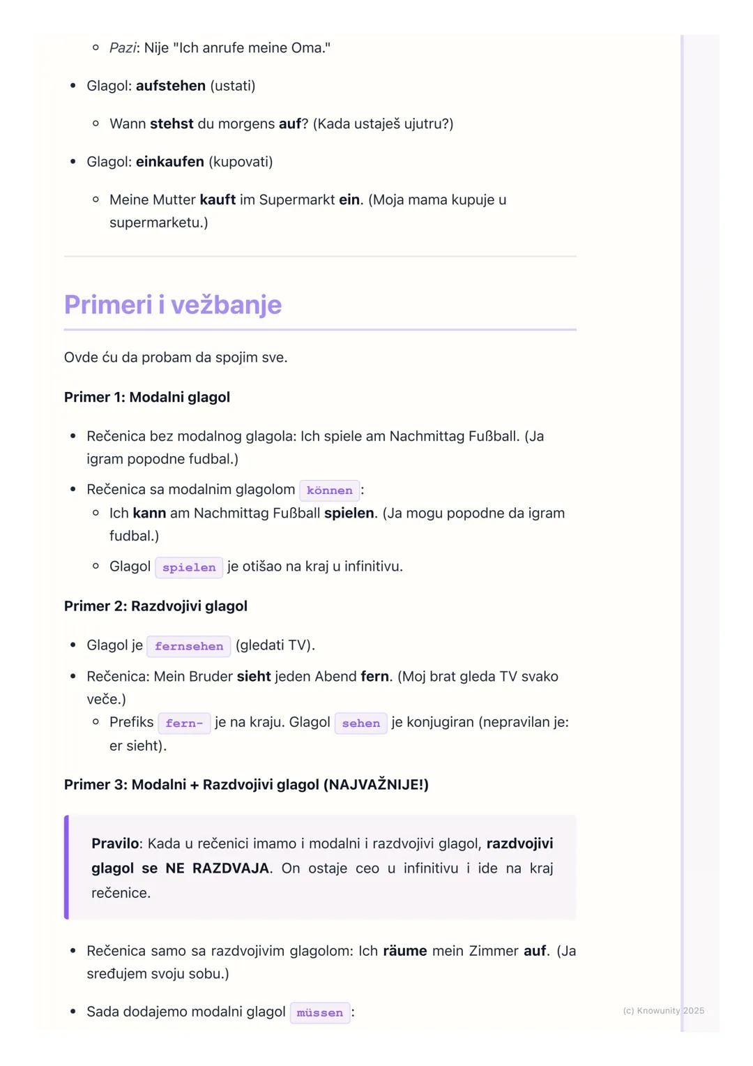 # Gramatika: Modalni glagoli
(können, müssen, dürfen,
sollen), razdvojivi glagoli

Uvod u modalne i razdvojive glagole

Ovo je važno za građ