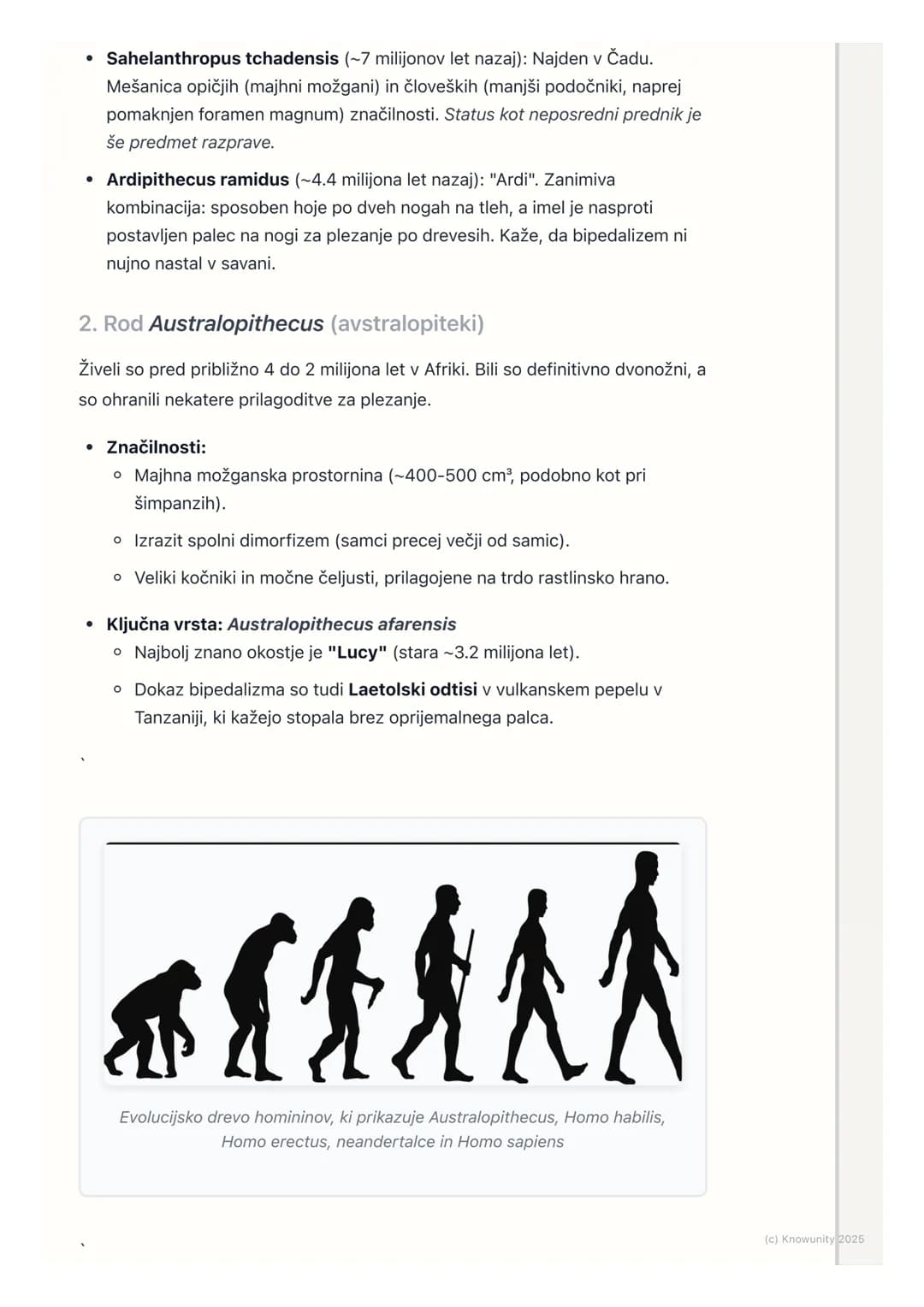 # Evolucija človeka

Pregled evolucije človeka

Evolucija človeka je proces, ki opisuje nastanek in razvoj naše vrste, Homo
sapiens, iz zgod