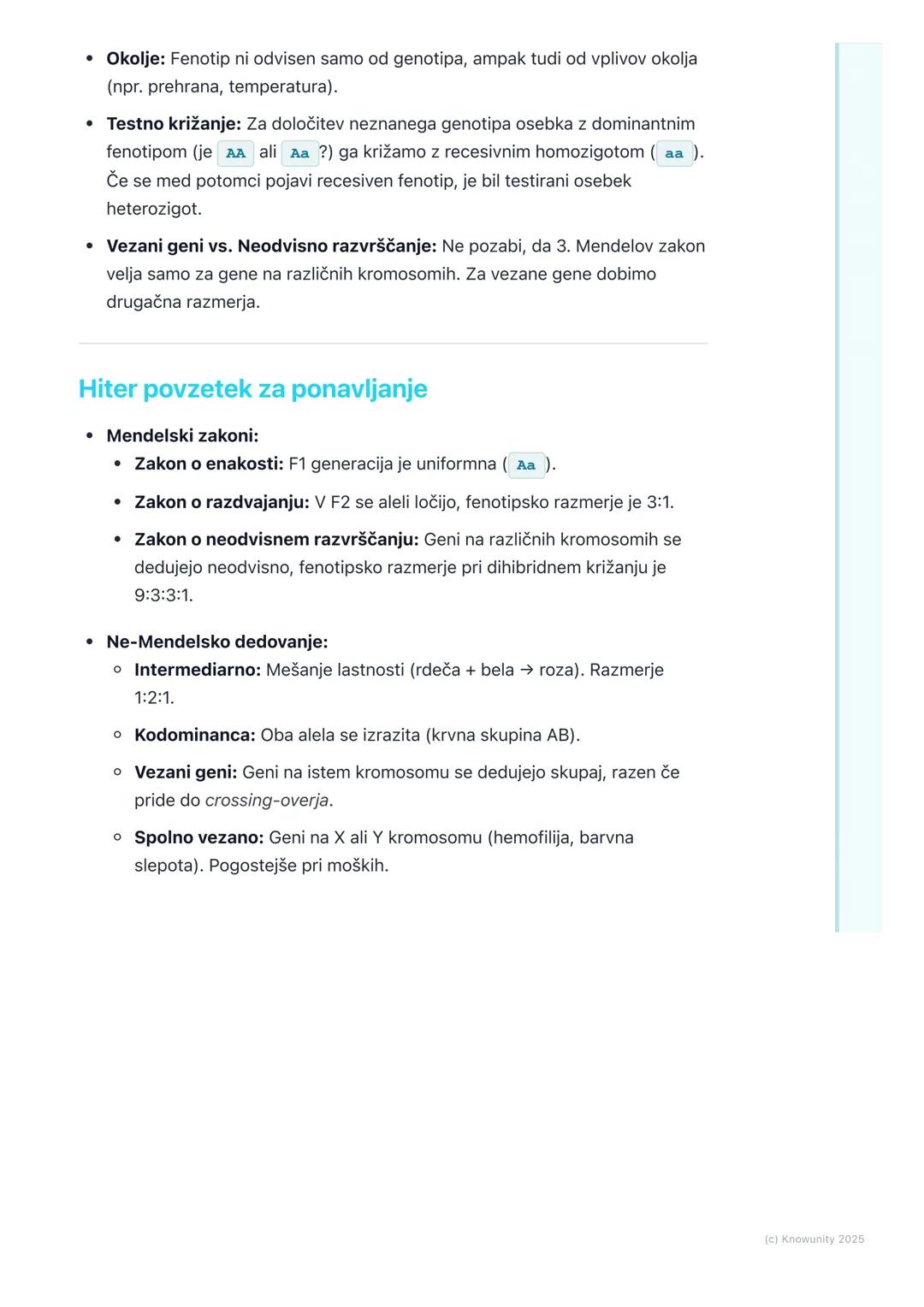 # Mendelsko in ne-Mendelsko
dedovanje

Uvod v dedovanje

Dedovanje je proces, pri katerem se lastnosti prenašajo s staršev na potomce.
Osnov