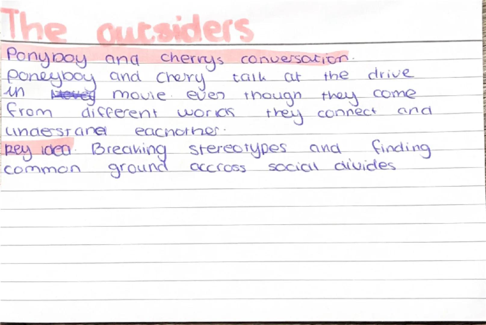 # The outsiders
main characters
ponyboy curtis: ilk yrs old narrator protagonist greaser
Sodapop Curtis: ponyboy goodlooking brother, drop-o