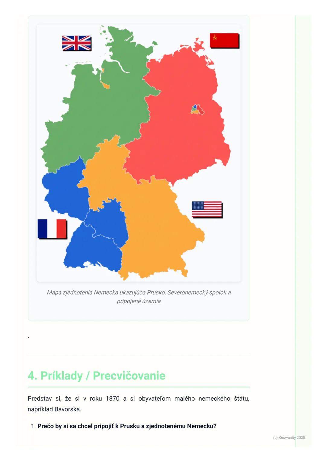 # Zjednotenie Nemecka

1. Prehľad zjednotenia Nemecka

Predtým, ako vzniklo Nemecko, ako ho poznáme dnes, existovalo veľa malých
nemeckých š