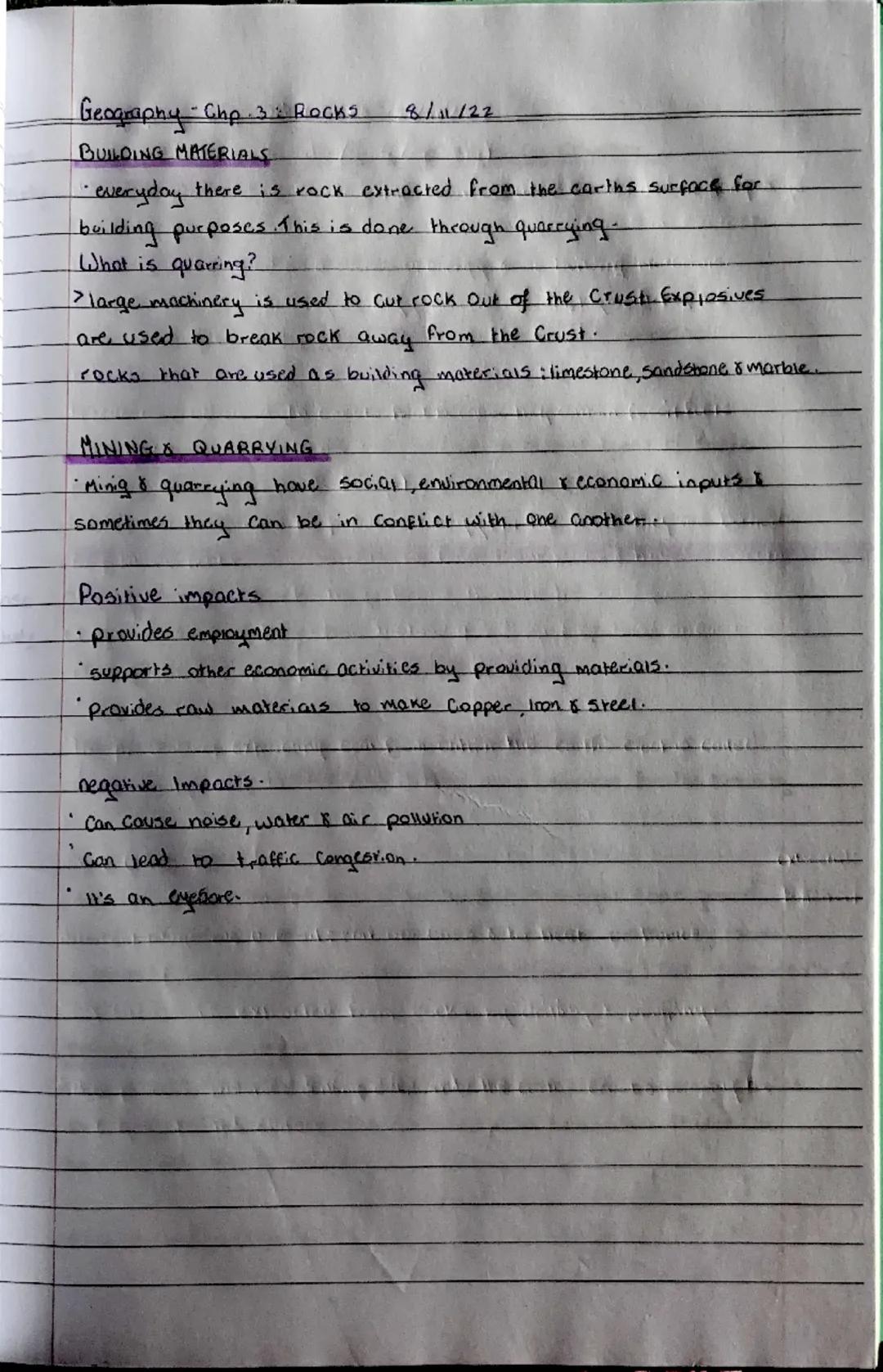 Geography-Chp3: Rocks 17/10/22
Rocks
•Rocks are Compossed of many different minerals.
• The minerals are heald together by natural Cement.
R