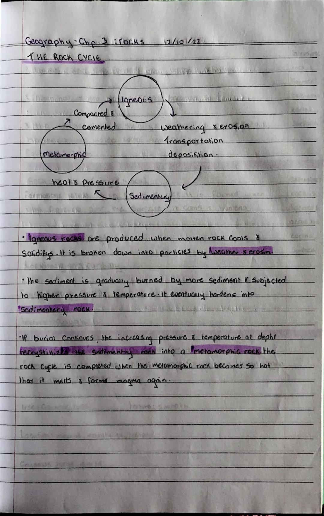 Geography-Chp3: Rocks 17/10/22
Rocks
•Rocks are Compossed of many different minerals.
• The minerals are heald together by natural Cement.
R