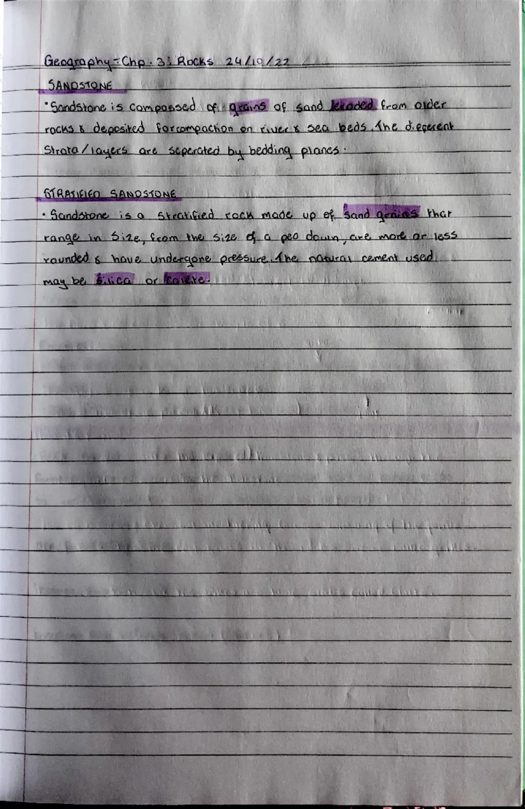 Geography-Chp3: Rocks 17/10/22
Rocks
•Rocks are Compossed of many different minerals.
• The minerals are heald together by natural Cement.
R