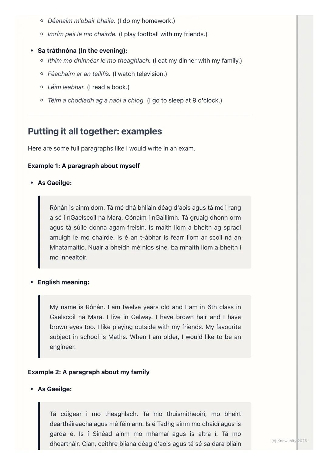 # Mé Féin agus Mo Theaghlach
(Myself and My Family)

Introduction to 'Myself and my family'

This is a really important topic for Irish. It 