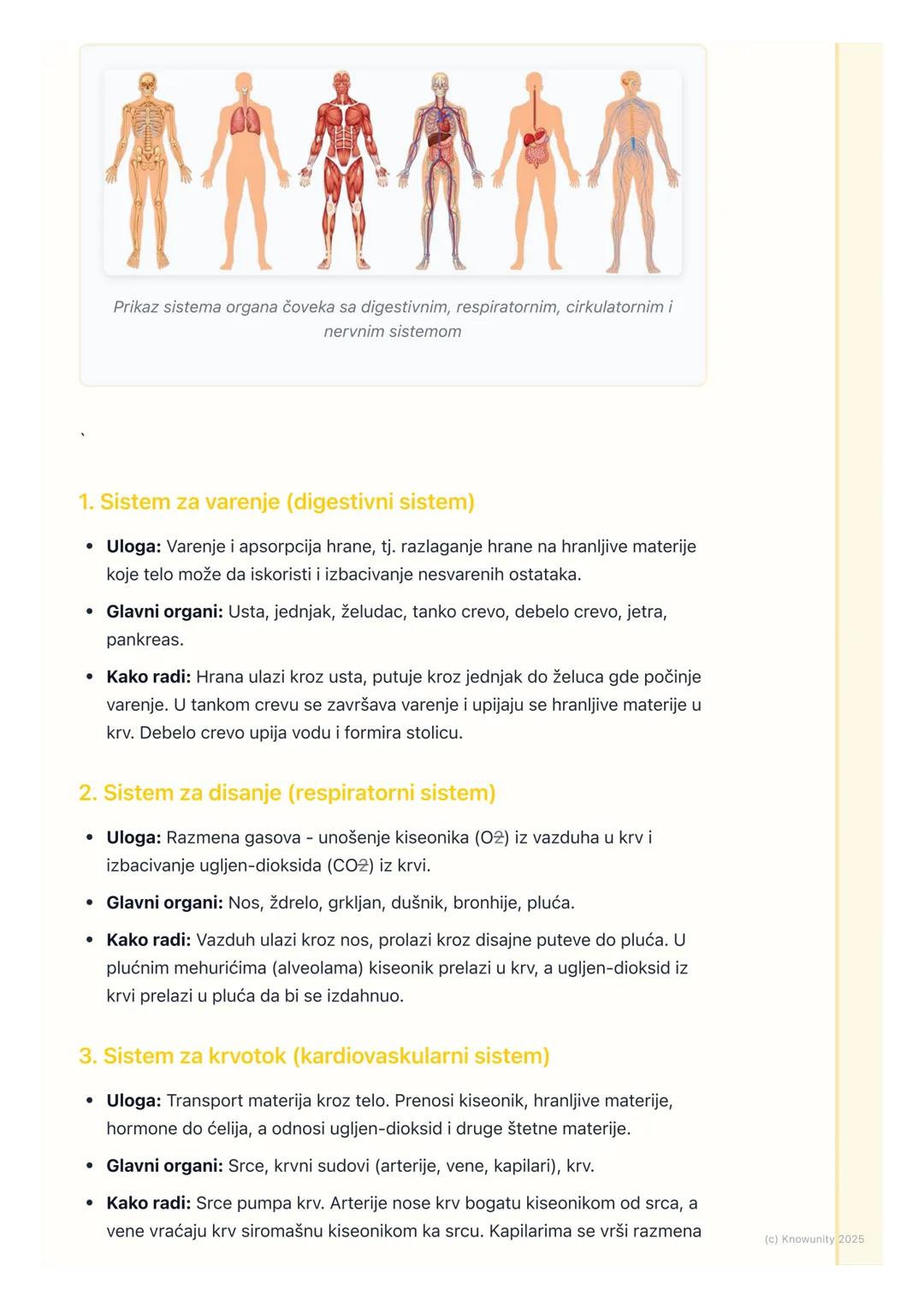# Sistemi organa

Uvod u sisteme organa

U našem telu, nijedan organ ne radi sam za sebe. Kao igrači u fudbalskom
timu, organi moraju da sar