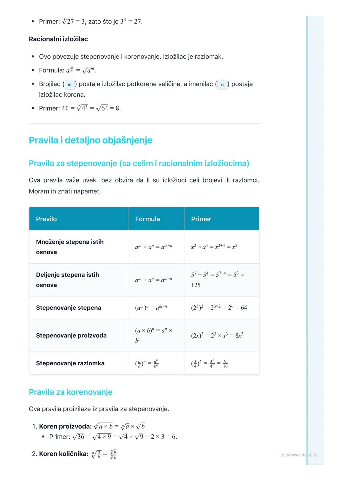 # Stepenovanje i korenovanje

Uvod i ponavljanje

Stepenovanje je skraćeni način pisanja ponovljenog množenja istog broja.
Korenovanje je su