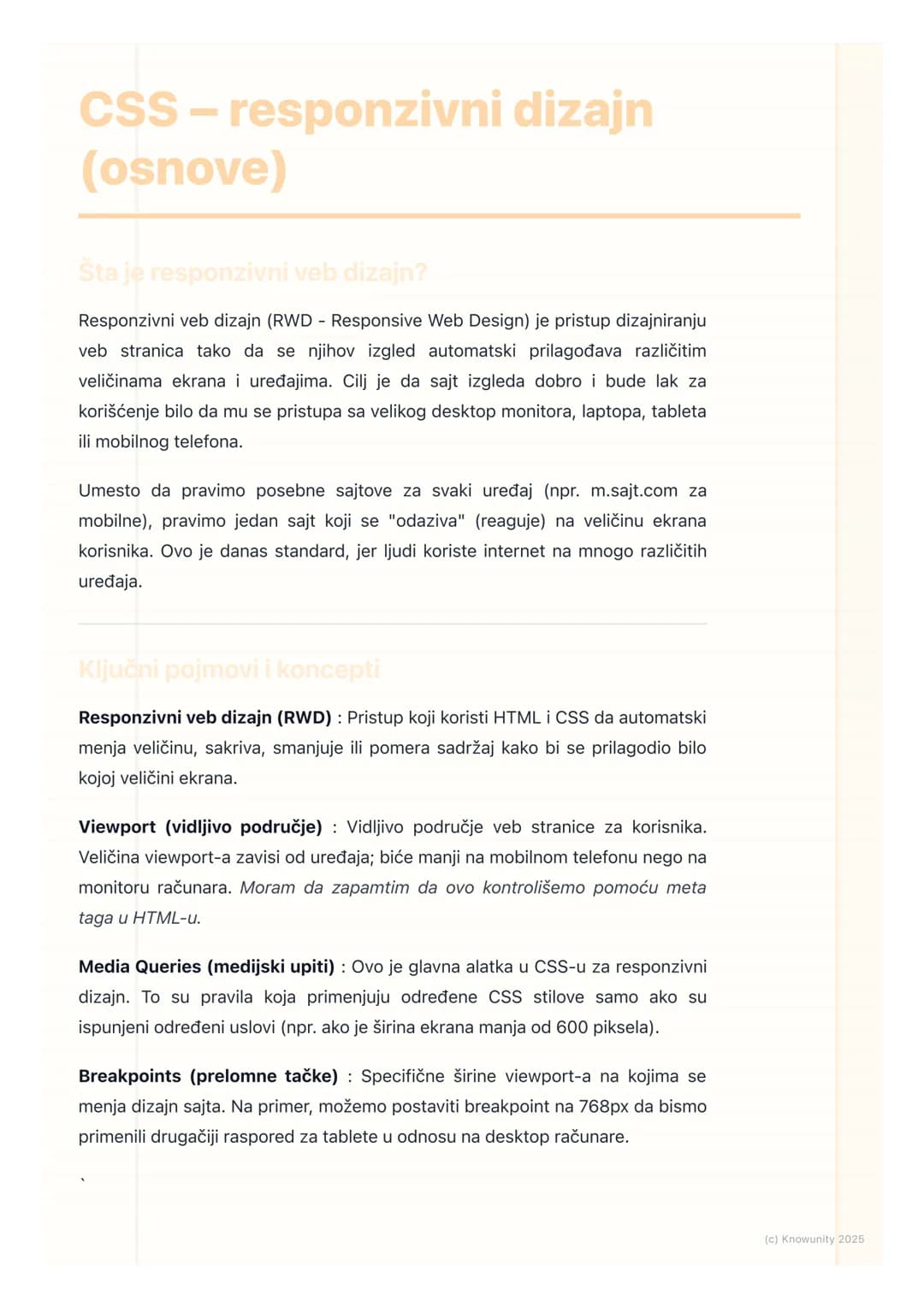 # CSS-responzivni dizajn
(osnove)

Šta je responzivni veb dizajn?

Responzivni veb dizajn (RWD - Responsive Web Design) je pristup dizajnira