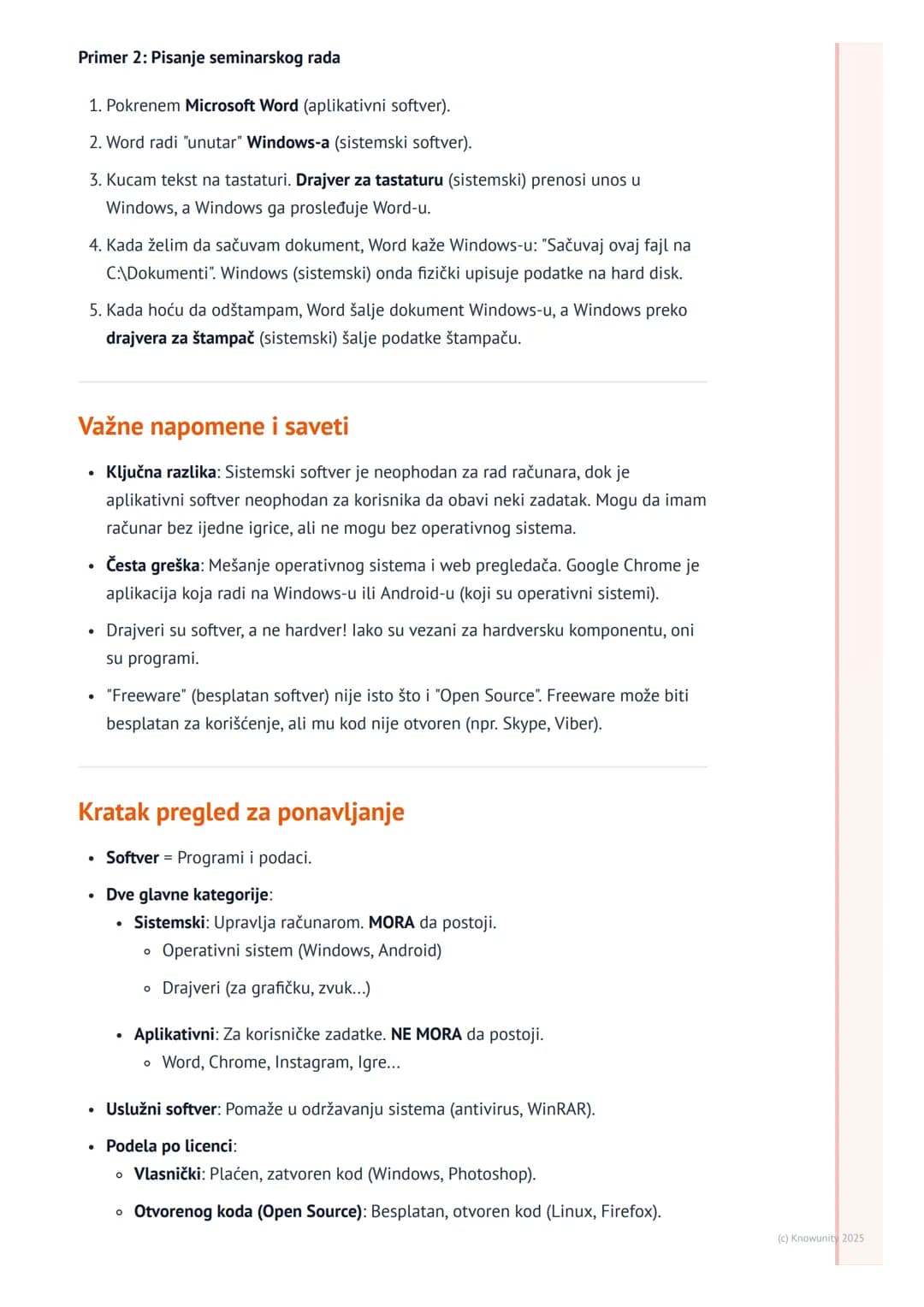 # Kategorije softvera

Uvod u kategorije softvera

Softver je skup instrukcija, podataka ili programa koji se koriste za upravljanje
računar