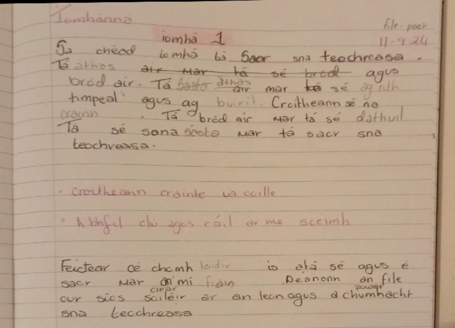 Tomhánná

52 cheed

lomhá 1
iomhá tà Soor

file-peer
11-9-24

Tá athas
alr Mar
Ta
sna teochreaga

bröd air. Tá basto atha
mar
tá sé bred agu