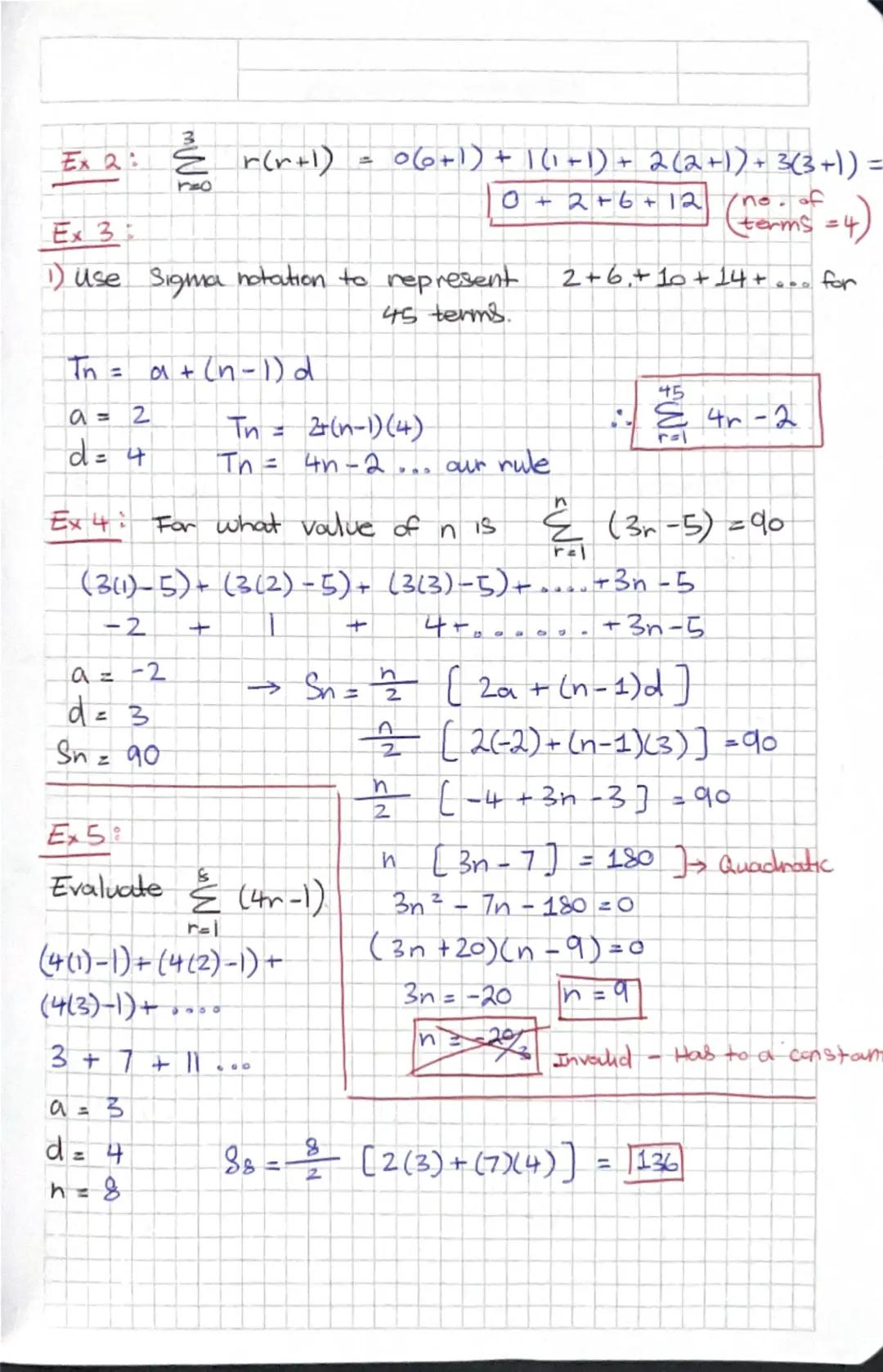 Seqs + Series: Arithmetic Seas

Anithmetic Sequence each term changes a fixed amount
(Linear)

Eg 3, 7, 11, 15..
3,1,-1,-3
n, n+1, n+ 2 ...
