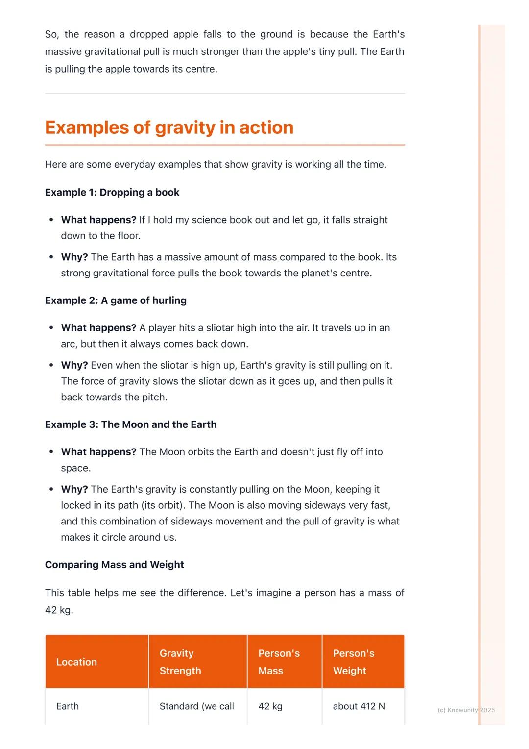 # Gravity

## What is gravity?

Gravity is an invisible force. It's a pulling force that attracts objects towards
each other. Here on Earth,