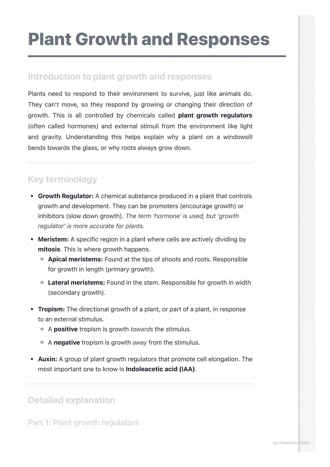 # Plant Growth and Responses

Introduction to plant growth and responses

Plants need to respond to their environment to survive, just like 
