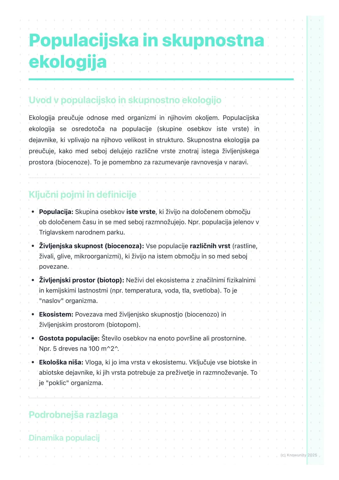 # Populacijska in skupnostna
ekologija

Uvod v populacijsko in skupnostno ekologijo

Ekologija preučuje odnose med organizmi in njihovim oko