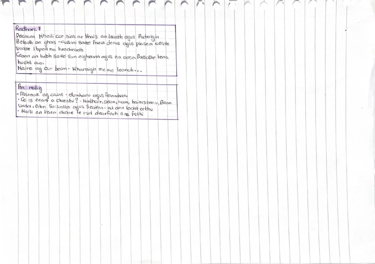 Radhara 1
Pus a cas cuirte
Radhare cdo Haire don chead uair "Maairaigh me mo leabh basic qur
Chailini Ui bhe
dom Phear To si Soor
bheith si 