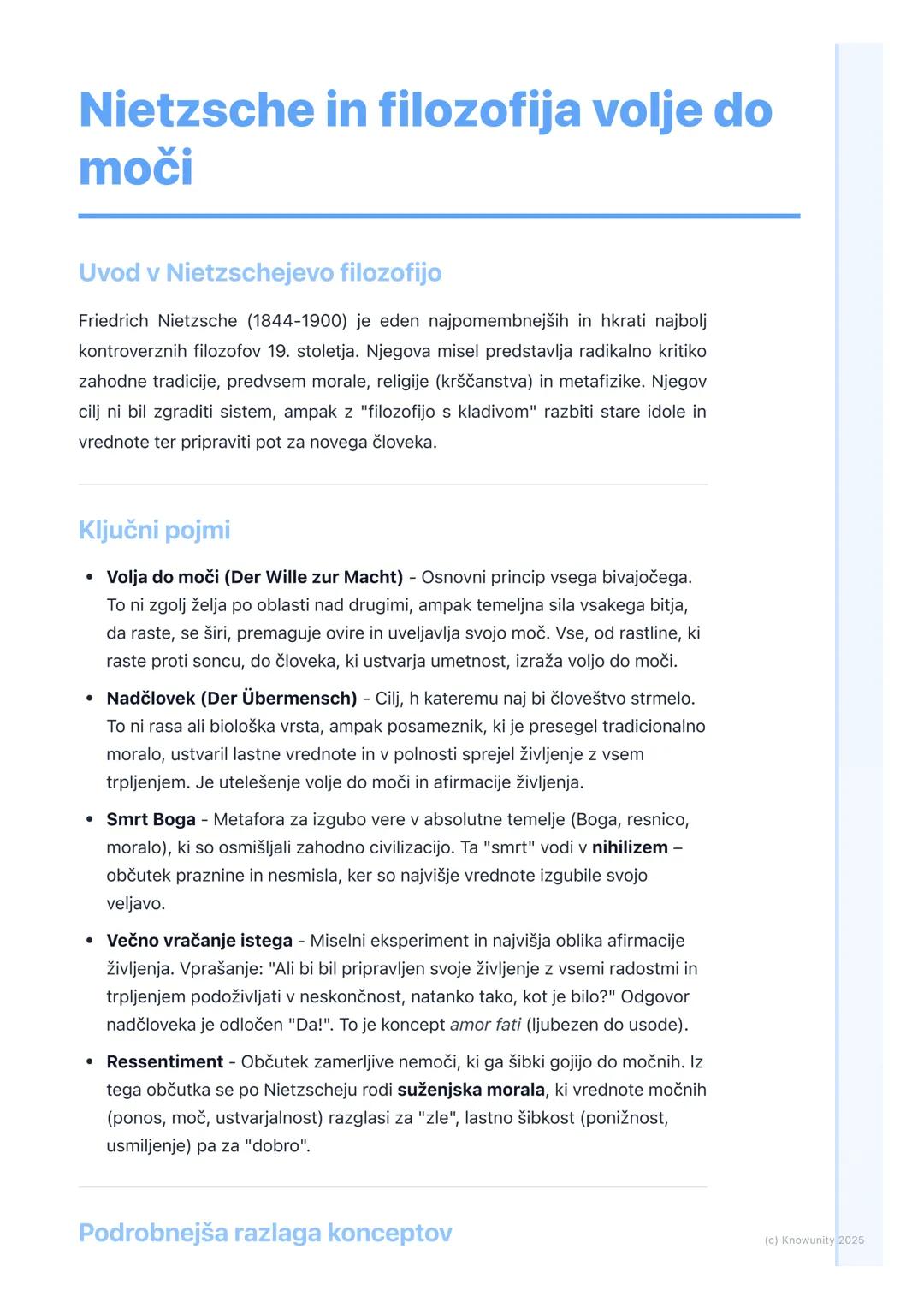 # Nietzsche in filozofija volje do
moči

Uvod v Nietzschejevo filozofijo

Friedrich Nietzsche (1844-1900) je eden najpomembnejših in hkrati 