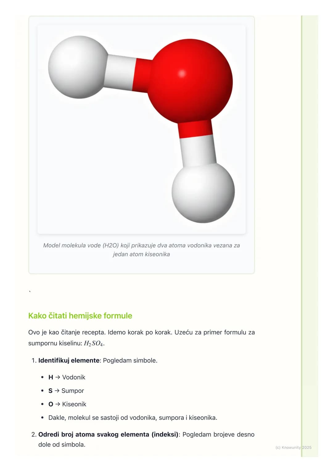 # Molekuli i hemijske formule

Uvod u molekule i formule

Molekuli su najmanje čestice supstance koje zadržavaju njene hemijske
osobine. Sas