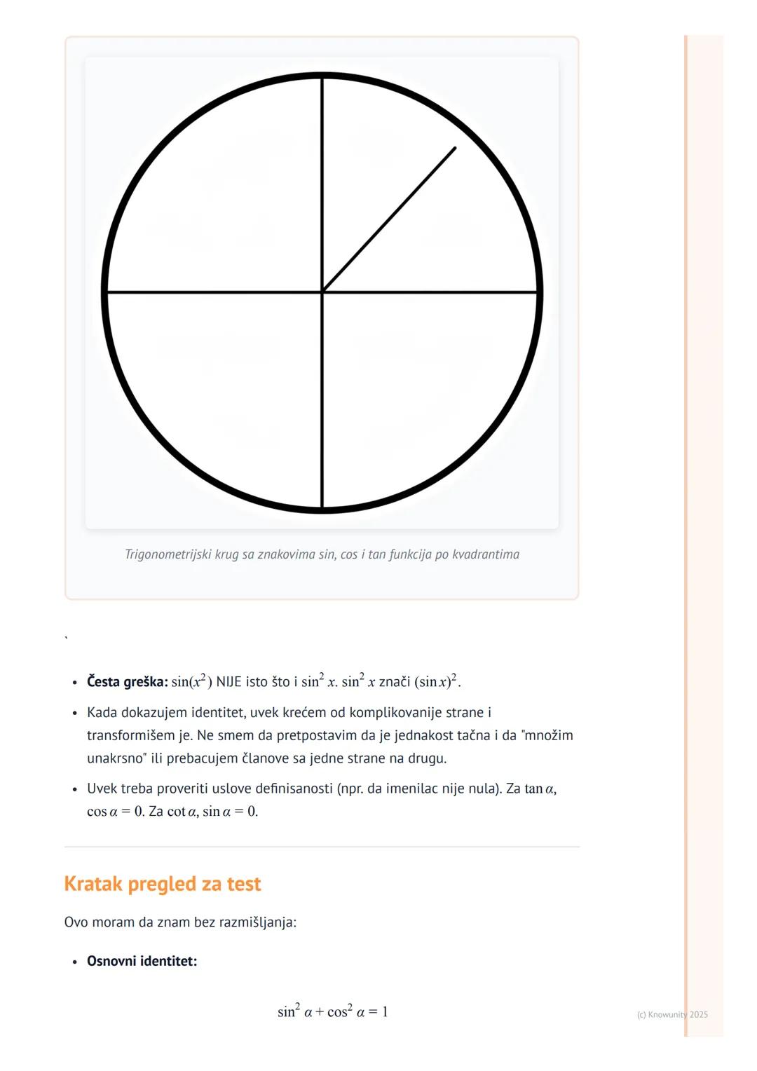 # Osnovne trigonometrijske
identitete

Uvod u osnovne trigonometrijske identitete

Trigonometrijski identiteti su jednačine koje povezuju tr