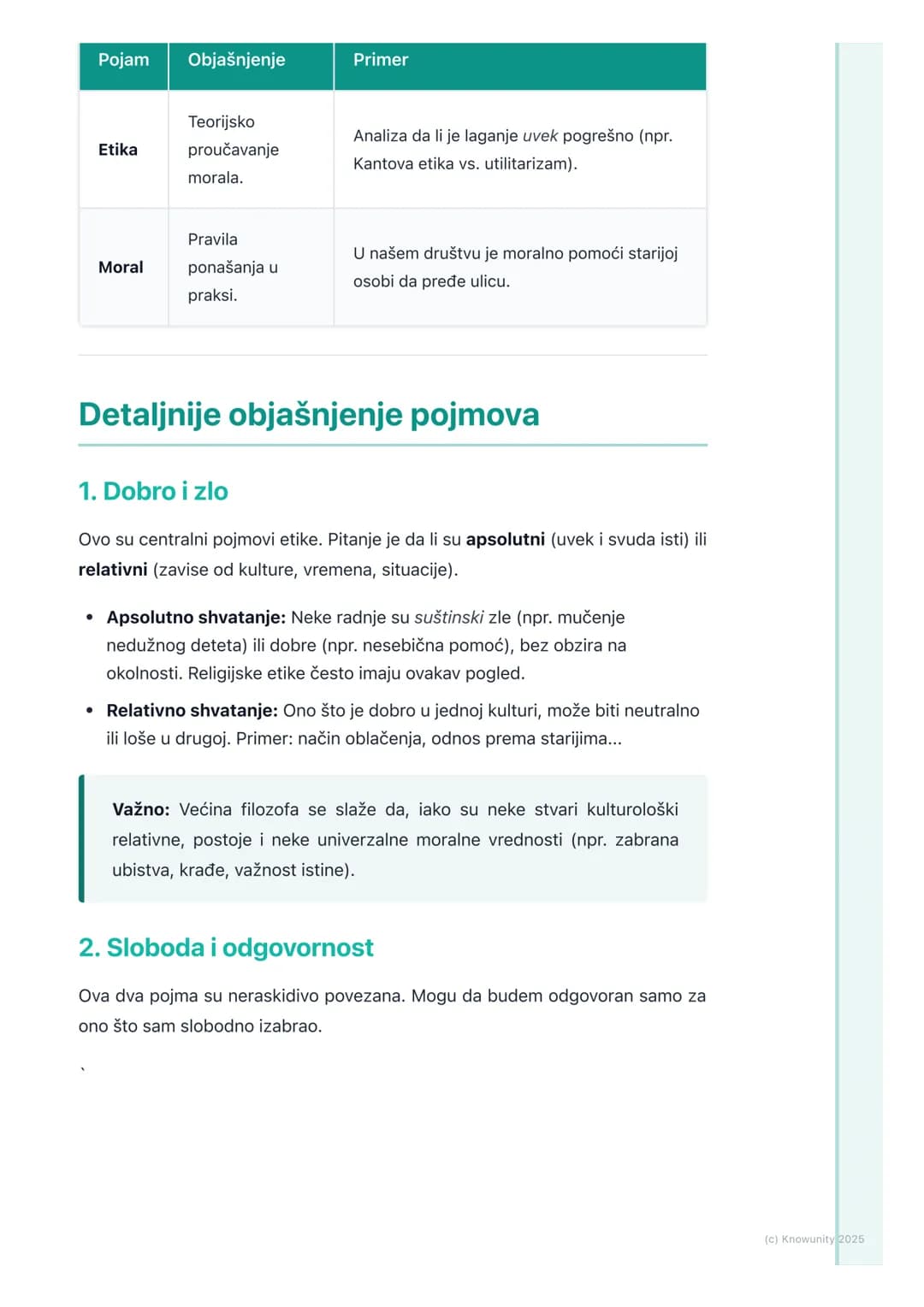 # Osnovni pojmovi etike

## Uvod u osnovne pojmove etike

Etika je grana filozofije koja se bavi moralom, tj. proučavanjem onoga što je
ispr