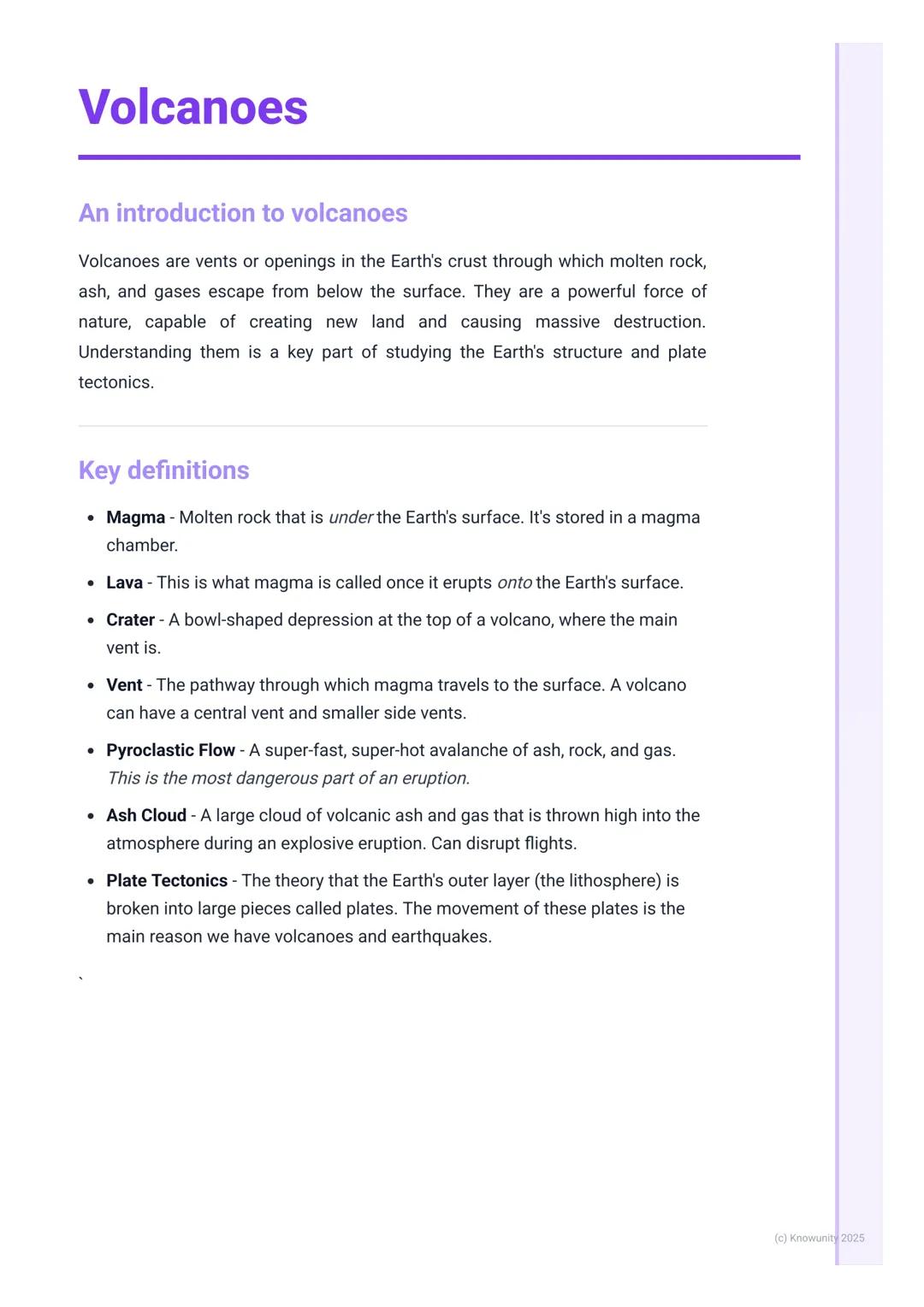 # Volcanoes

An introduction to volcanoes

Volcanoes are vents or openings in the Earth's crust through which molten rock,
ash, and gases es
