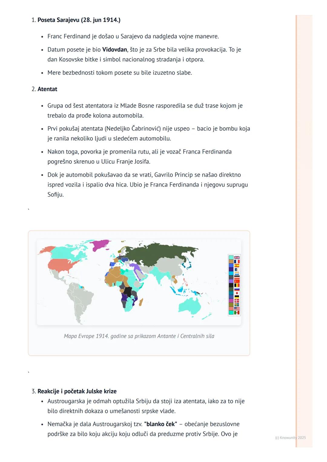 # Sarajevski atentat i početak rata

Situacija pred atentat

Evropa je početkom 20. veka bila kao "bure baruta". Postojale su velike napetos