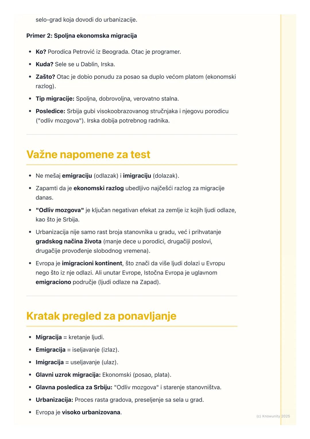 # Migracije i urbanizacija

Migracije - kretanje stanovništva

Migracije su prostorno kretanje stanovništva. To znači preseljenje ljudi iz
j