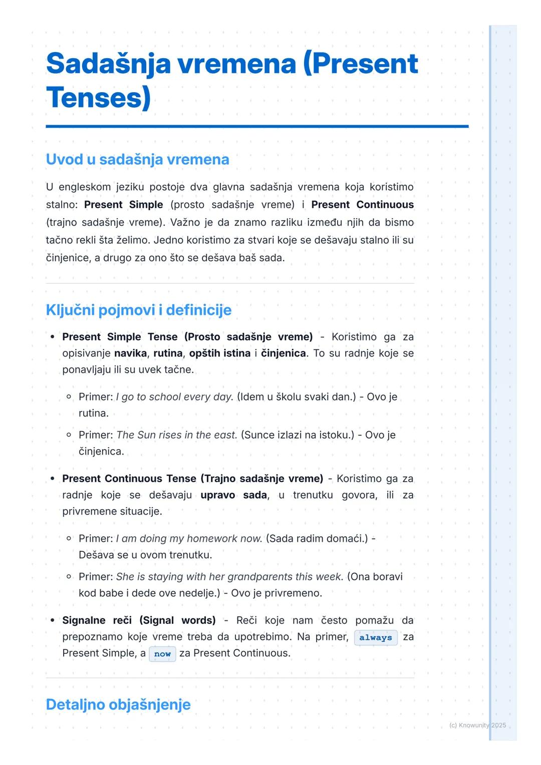 # Sadašnja vremena (Present
Tenses)

Uvod u sadašnja vremena

U engleskom jeziku postoje dva glavna sadašnja vremena koja koristimo
stalno: 