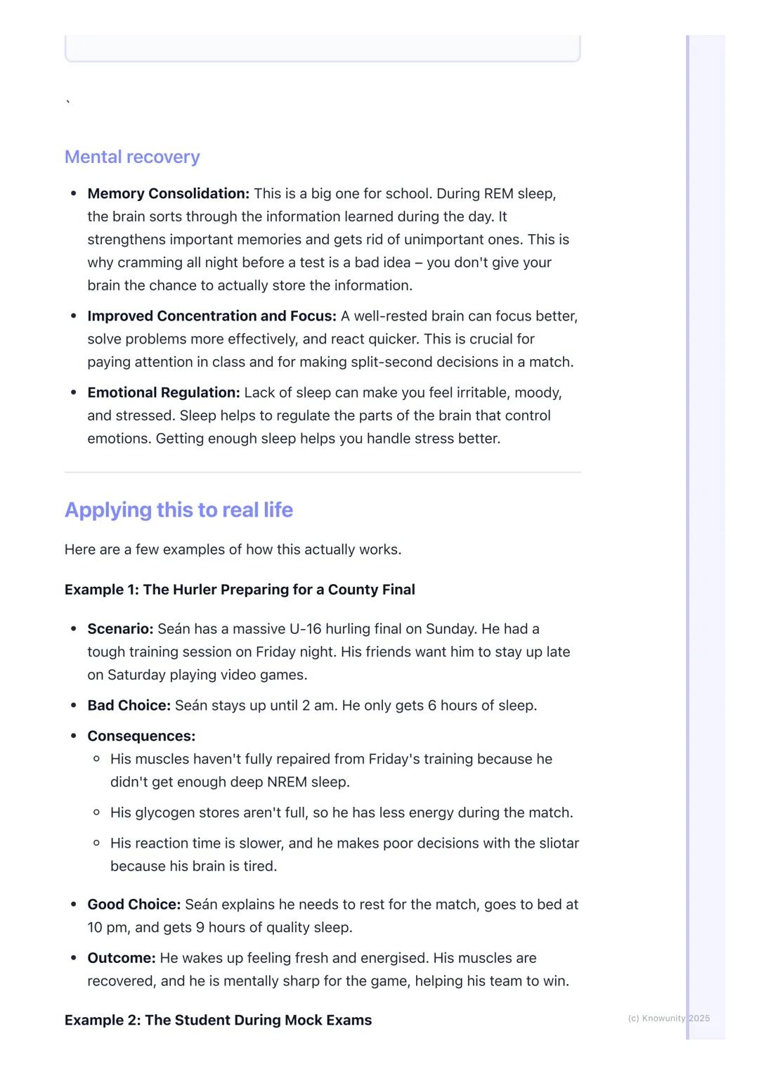 # Sleep and Recovery

## Introduction to sleep and recovery

Sleep is a really important part of our lifestyle, not just a way to pass the t